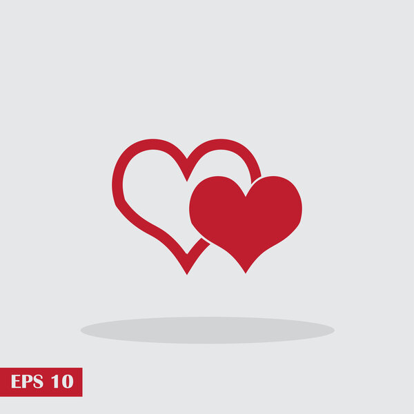 Heart icon, vector illustration. Flat design style