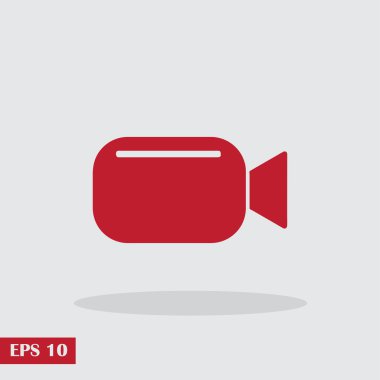 Video kamera simgesi, vektör çizim. Düz tasarım stili.