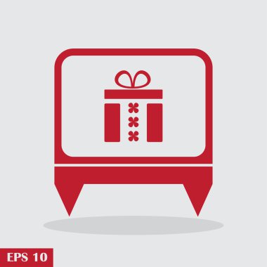 Hediye simgesi. Vektör çizim. Düz tasarım stili.