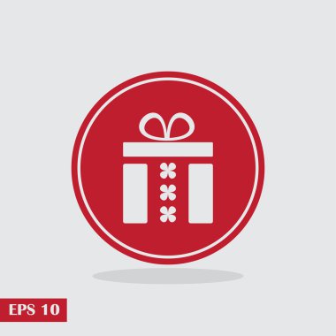 Hediye simgesi. Vektör çizim. Düz tasarım stili.