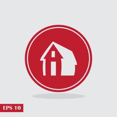House simge. Yuvarlak düğmesi. Vektör çizim