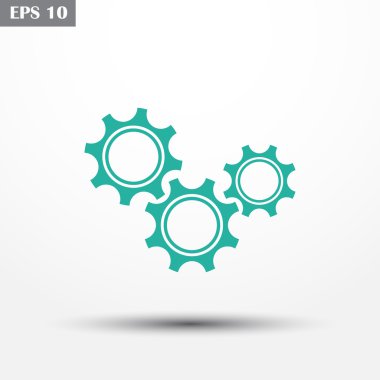 Gears'ı simge vektör. Düz tasarım stili
