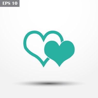 Kalp ikonu, vektör çizimi. düz tasarım biçimi