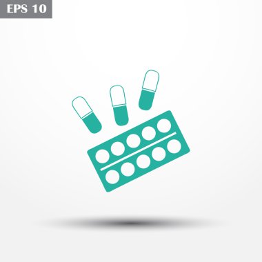 Hapları simgesi. Düz tasarım stili.