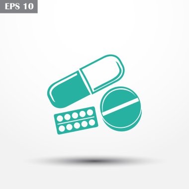 Hapları simgesi. Düz tasarım stili.