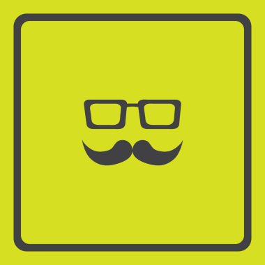 Bıyık ve gözlük simgesi, vektör çizim. Düz tasarım stili.