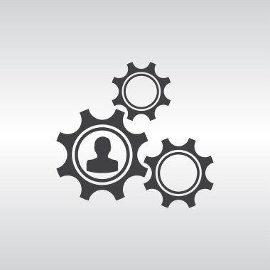 Gears'ı simge vektör. Düz tasarım stili