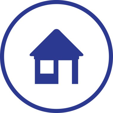 House simge. Yuvarlak düğmesi. Vektör çizim