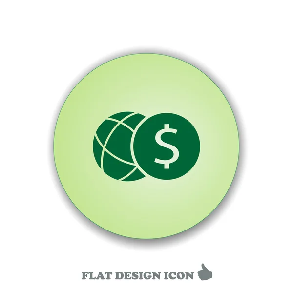 Globus und Dollarzeichen. flacher Designstil — Stockvektor