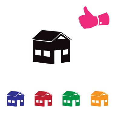 House simge. Yuvarlak düğmesi. Vektör çizim