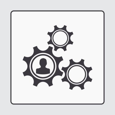 Gears'ı simge vektör. Düz tasarım stili