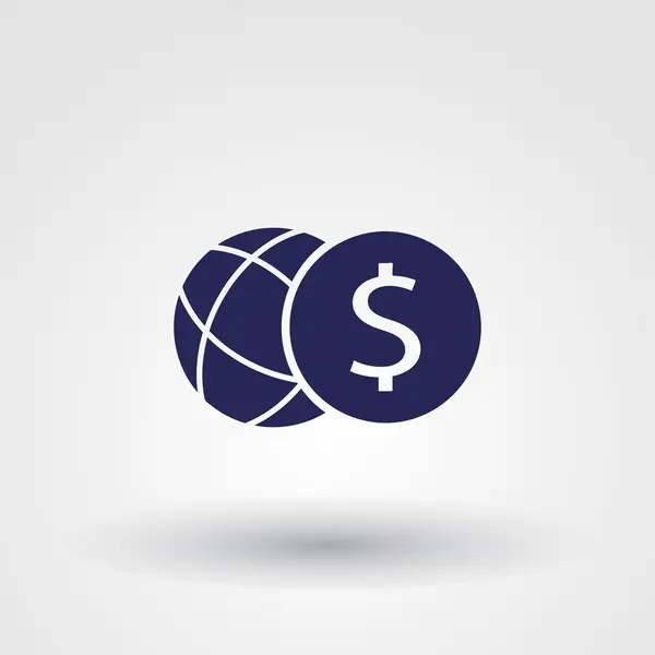 Pictogram van de bol en dollar. Platte ontwerpstijl — Stockvector