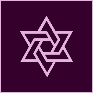 Yahudi Davut'un yıldızı altı işaret ile iç içe stil vektör simgesi