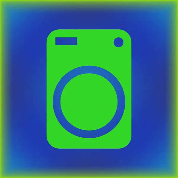 Máquina de lavar roupa fechada em fundo azul — Vetor de Stock