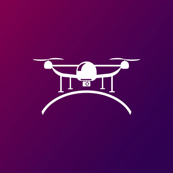 Fehér drone, quadrocopter, val fénykép fényképezőgép — Stock Vector