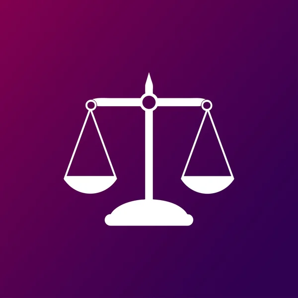 Icona in scala di giustizia bianca su sfondo rosso — Vettoriale Stock