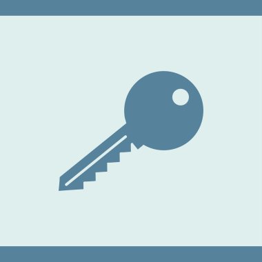 Üzerinde mavi arka plan izole trendy düz stil anahtar simgesi