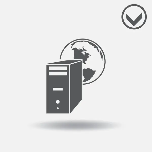 Icono del servidor informático. Serie de objetos de comunicación y alojamiento. Ilustración vectorial — Vector de stock