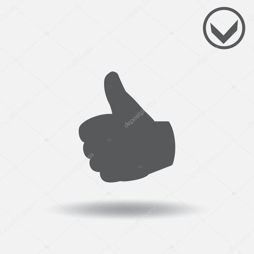 Thumbs up symbol with shadow. web design style