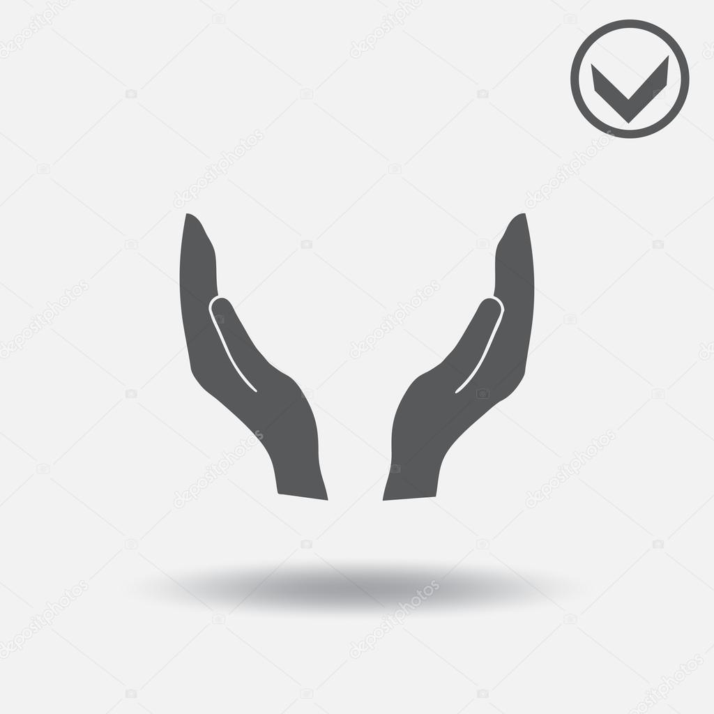Vector protecting hands icon. web design style