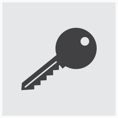 Gri arka plan üzerinde izole trendy düz stil anahtar simgesi.