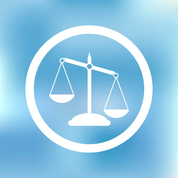 Lege schalen op blauwe achtergrond. Vlakke stijl. Justitie, wet, besluit, meting, straf concept. — Stockvector
