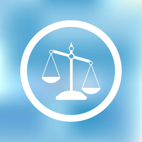 Empty scales on blue background. Flat style. Justice, law, decision, measurement, punishment concept. — Stock Vector