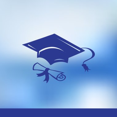 Mezuniyet Derecesi izole mavi arka plan üzerinde kapaklı.