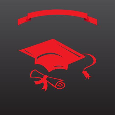 Mezuniyet kap sembol stok vektör. Web tasarım stili