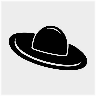 Vektör görüntüsü. Şapka simgesi. Siyah Meksika şapkası çıkartması. eps10