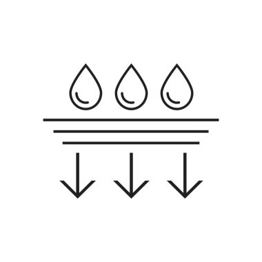 Özümseme. Yumuşak katmanları ve damlaları beyaza yalıt. Hijyenik bakım sembolü. Nemlendirici. Cilt konseptini koru. Vektör ince çizgi simgesi.