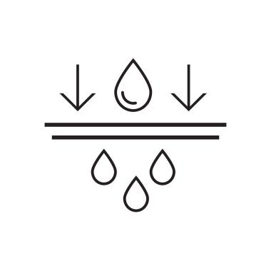 Özümseme. Yumuşak katmanları ve damlaları beyaza yalıt. Hijyenik bakım sembolü. Nemlendirici. Cilt konseptini koru. Vektör ince çizgi simgesi.