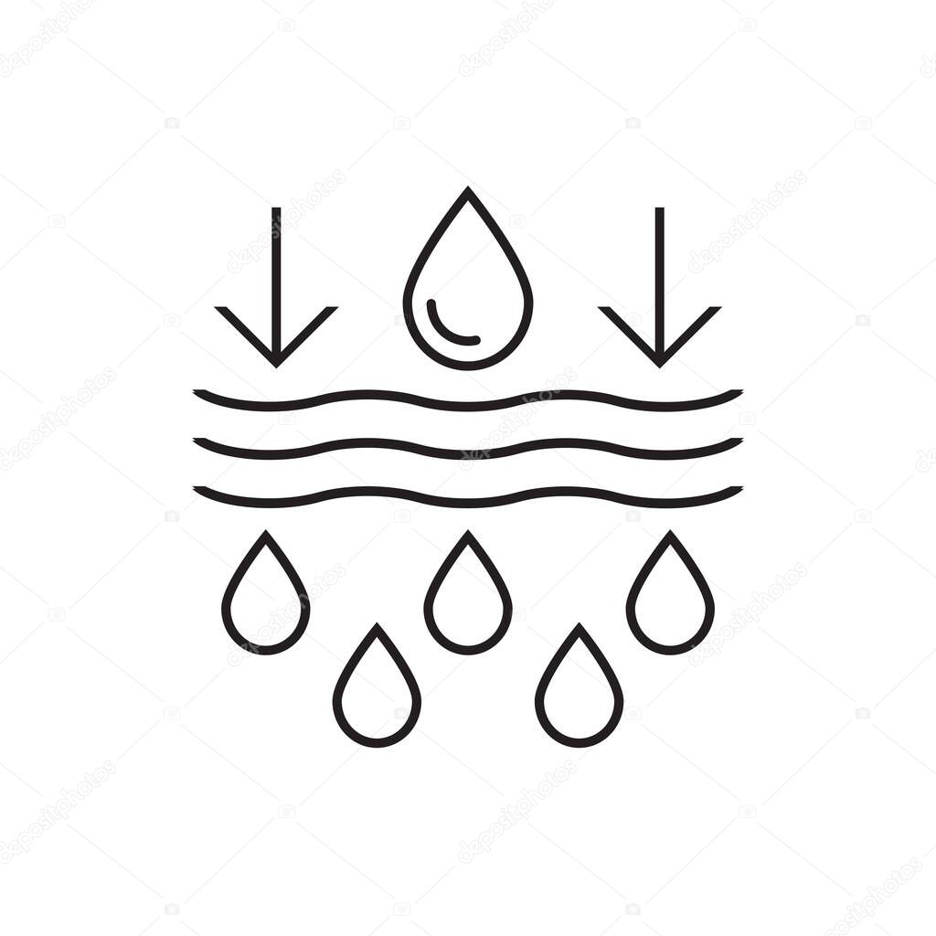 Absorption. Absorb soft layers and drops isolated on white. Sanitary care symbol. Moisture absorbing. Protect skin concept. Vector thin line icon.