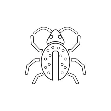 Böcek. Beyaz arka planda büyük bir böcek. Kağıda eski karalama stili kalemle çizilmiş serbest el çizimi. Makro detayların yakın görüntüsü. İnternet ve bilgisayar için kötü amaçlı yazılım sembolü. Vektör grafikleri.