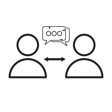 Yüz yüze konuşan iki kişinin vektör illüstrasyonu, iletişim, sosyal medya kavramı