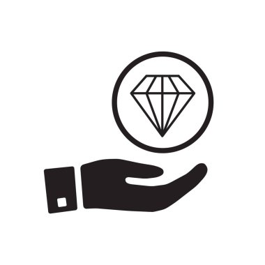 Elmas çizgi simgesi, ana hat vektör işareti, beyaz üzerine izole edilmiş doğrusal resim. Reklam, bir mücevher sunumu. Gemstone sembolü, logo illüstrasyonu.