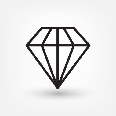 Elmas çizgi simgesi, ana hat vektör işareti, gri üzerinde izole edilmiş doğrusal resim. Gemstone sembolü, logo illüstrasyonu.