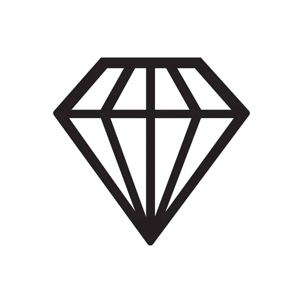 Icône Ligne Diamant Signe Vectoriel Contour Pictogramme Style Linéaire Isolé — Image vectorielle