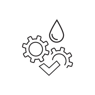 Gears. Oiler greasing icon. Gear oil. Vector illustration for web. Illustration industrial technology, Silhouette spin equipment. Concept construction, engineering for business.