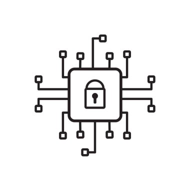 İşlemci. Vektör ikonu siber güvenlik. Grafik tasarım, logo, web sitesi, sosyal medya, mobil uygulama, ui illüstrasyon için Yapay Zeka Anahtar Deliği sembolü hız internet teknolojisi işareti güvenlik logosu.