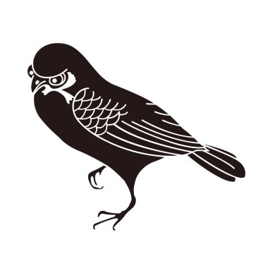 Bu geleneksel Japon aile armasının bir göstergesi, serçe. Aile arması: Sparrow