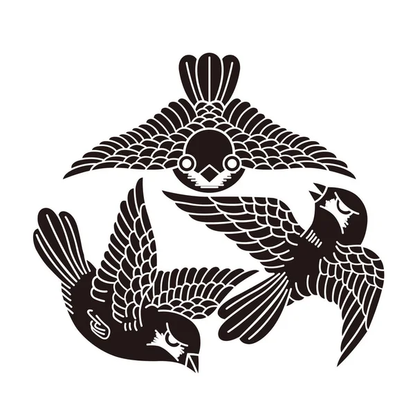 Bu geleneksel Japon aile armasının bir göstergesi, serçe. Aile arması: Sparrow