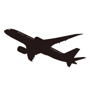 Uçuş siluetinde tek renkli bir jet uçağının çizimi