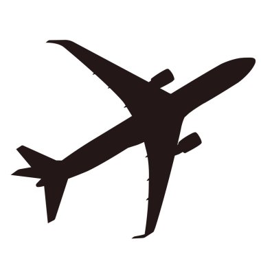 Uçuş siluetinde tek renkli bir jet uçağının çizimi