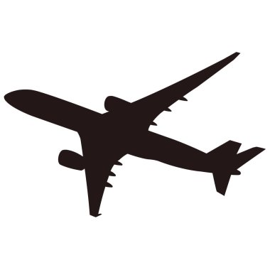 Uçuş siluetinde tek renkli bir jet uçağının çizimi