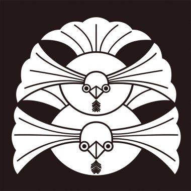 Geleneksel bir Japon aile arması olan serçe armasının vektör çizimi..