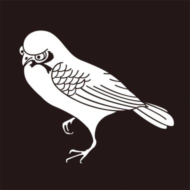 Geleneksel bir Japon aile arması olan serçe armasının vektör çizimi..