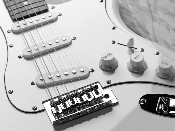 The macro image of a white electric guitar — Stock Photo, Image