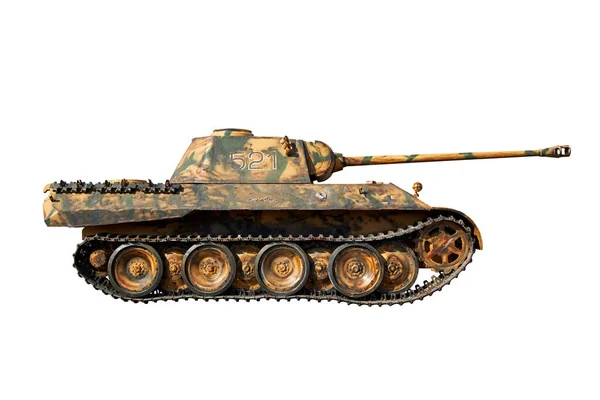 Close German Panther Medium Tank World War Vista Lateral Aislado — Foto de Stock