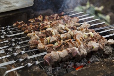Hazırlanan bir mangal şiş kebap